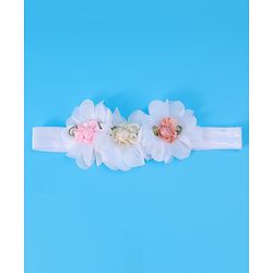 Babyhug Bow & Floral Applique Headband  Pack of 3 Print - White & Pink