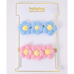 Babyhug Headbands with Floral Applique Pack of 2 - Blue and Pink