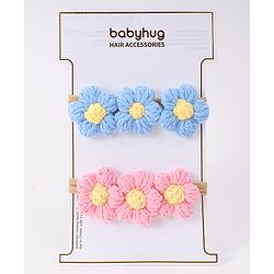 Babyhug Headbands with Floral Applique Pack of 2 - Blue and Pink