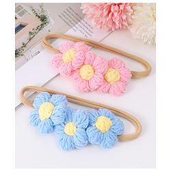Babyhug Headbands with Floral Applique Pack of 2 - Blue and Pink