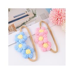 Babyhug Headbands with Floral Applique Pack of 2 - Blue and Pink