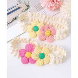 Babyhug Free Size Headbands with Floral Applique Pack of 2  - Multicolor