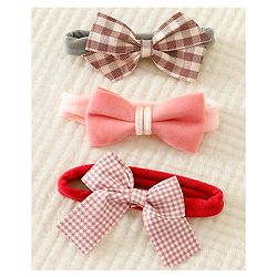 Babyhug Headbands with Bow Applique Pack of 3 - Pink and Red