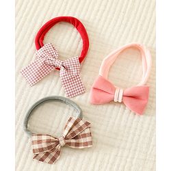 Babyhug Headbands with Bow Applique Pack of 3 - Pink and Red
