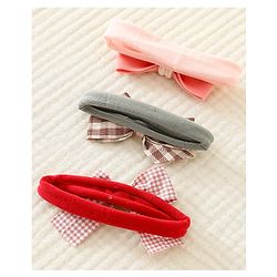 Babyhug Headbands with Bow Applique Pack of 3 - Pink and Red
