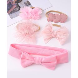 Babyhug  Free Size Headband and Rubber Bands  Combo Pack of 5 - Pink