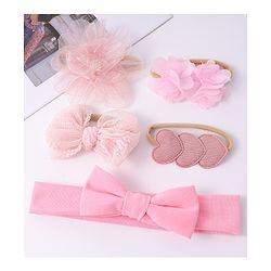 Babyhug  Free Size Headband and Rubber Bands  Combo Pack of 5 - Pink