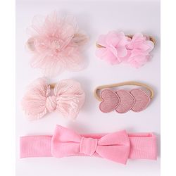 Babyhug  Free Size Headband and Rubber Bands  Combo Pack of 5 - Pink