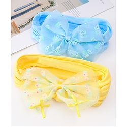 Babyhug Free Size Headband With Bow Applique Pack of 2 - Blue & Yellow