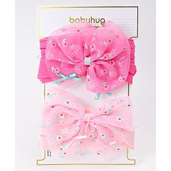 Babyhug Free Size Headband With Bow Applique Pack of 2 - Pink & Fuchsia