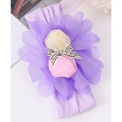 Babyhug Free Size Headband With Floral Applique- Purple