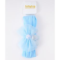 Babyhug Free Size Headbands with Floral Applique - Light Blue