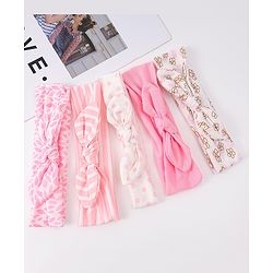 Babyhug Free Size Headbands with Stripes and Polka Dot Print  Pack of 5 - Multicolor