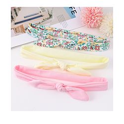 Babyhug Headbands with Bow Applique & Floral Print Pack of 3 Free Size - Multicolor