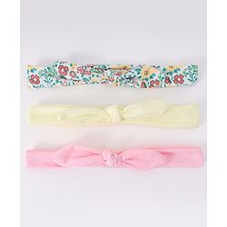 Babyhug Headbands with Bow Applique & Floral Print Pack of 3 Free Size - Multicolor