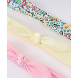 Babyhug Headbands with Bow Applique & Floral Print Pack of 3 Free Size - Multicolor