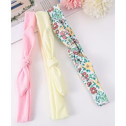 Babyhug Headbands with Bow Applique & Floral Print Pack of 3 Free Size - Multicolor