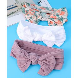 Babyhug Free Size Headbands  with Floral Print and Knot Detailing Pack of 3 - Multicolor
