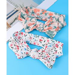 Babyhug Headbands with Floral Print & Bow Applique Pack of 2 Free Size - Multicolor