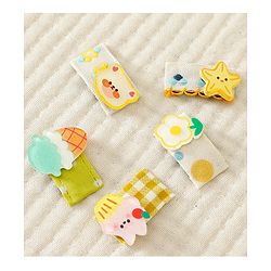Babyhug Hair Clips with Bear Floral & Cupcake Applique Pack of 5 - Yellow & White