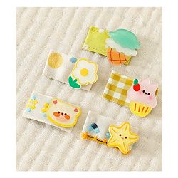 Babyhug Hair Clips with Bear Floral & Cupcake Applique Pack of 5 - Yellow & White