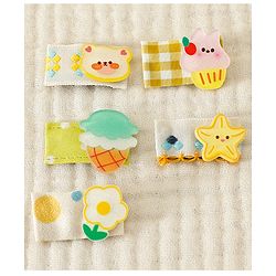 Babyhug Hair Clips with Bear Floral & Cupcake Applique Pack of 5 - Yellow & White
