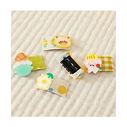 Babyhug Hair Clips with Bear Floral & Cupcake Applique Pack of 5 - Yellow & White