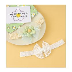 Babyhug Headbands with Floral Applique Pack of 2 - Offwhite & Light Green