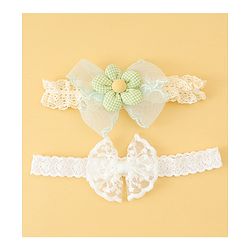 Babyhug Headbands with Floral Applique Pack of 2 - Offwhite & Light Green