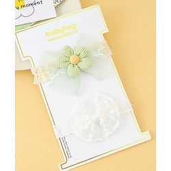 Babyhug Headbands with Floral Applique Pack of 2 - Offwhite & Light Green
