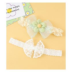 Babyhug Headbands with Floral Applique Pack of 2 - Offwhite & Light Green