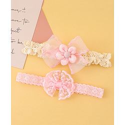 Babyhug Headbands with Floral Applique Pack of 2 - Offwhite & Light Green