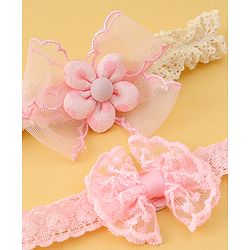 Babyhug Headbands with Floral Applique Pack of 2 - Offwhite & Light Green