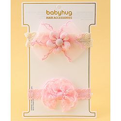 Babyhug Headbands with Floral Applique Pack of 2 - Offwhite & Light Green