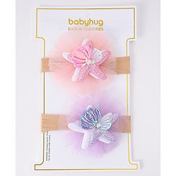 Babyhug Rubber Bands with with Sea Life Applique - Pink & Purple