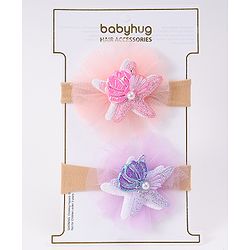 Babyhug Rubber Bands with with Sea Life Applique - Pink & Purple