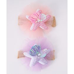 Babyhug Rubber Bands with with Sea Life Applique - Pink & Purple