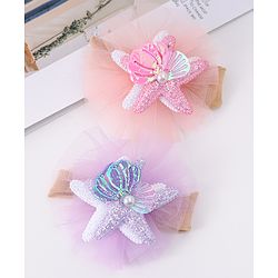 Babyhug Rubber Bands with with Sea Life Applique - Pink & Purple