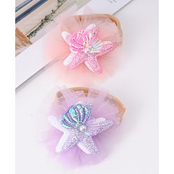 Babyhug Rubber Bands with with Sea Life Applique - Pink & Purple