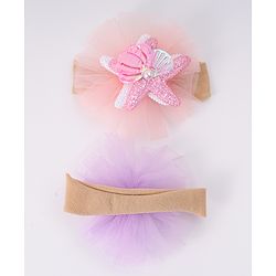 Babyhug Rubber Bands with with Sea Life Applique - Pink & Purple