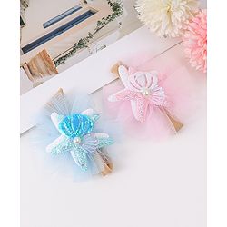 Babyhug Rubber Bands with with Sea Life Applique - Pink & Purple