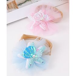 Babyhug Rubber Bands with with Sea Life Applique - Pink & Purple