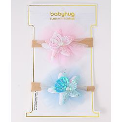 Babyhug Rubber Bands with with Sea Life Applique - Pink & Purple