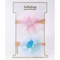 Babyhug Rubber Bands with with Sea Life Applique - Pink & Purple