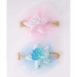 Babyhug Rubber Bands with with Sea Life Applique - Pink & Purple