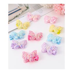 Babyhug Bow & Butterfly Clips with Sequins Pack of 10 - Yellow Pink and Lilac