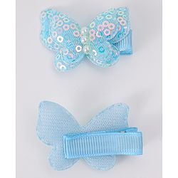 Babyhug Bow & Butterfly Clips with Sequins Pack of 10 - Yellow Pink and Lilac