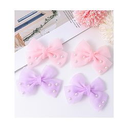 Babyhug Bow & Butterfly Clips Set of 4  - Pink & Purple