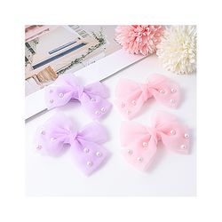 Babyhug Bow & Butterfly Clips Set of 4  - Pink & Purple