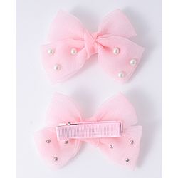 Babyhug Bow & Butterfly Clips Set of 4  - Pink & Purple